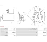 Starter motor Clockwise rotation S3020PR AS-PL for MERCEDES-BENZ A-CLASS VANEO