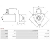 Starter motor Clockwise rotation S3147S AS-PL for HYUNDAI i800 Travel H-1 Van