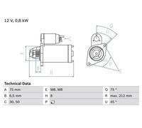 BOSCH Starter Motor for Suzuki Swift G13A 1.3 Litre March 1989 to March 2001