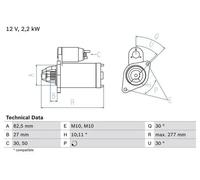Starter motor Clockwise rotation Self-supporting 0 986 014 660 BOSCH for DAEWOO