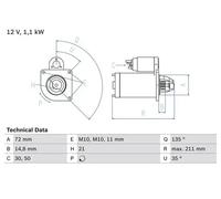 Starter motor Clockwise rotation Self-supporting 0 986 017 530 BOSCH for FORD