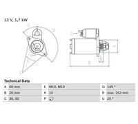 Starter motor Clockwise rotation Self-supporting 0 986 017 890 BOSCH for PUCH