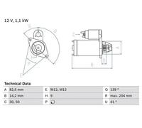 BOSCH Starter Motor 12V 1,2kW for Audi , A4 / Seat, EXEO / VW, Passat /SKODA 3R5