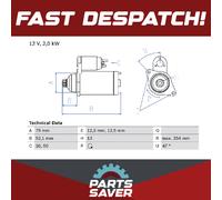 BOSCH 0986025070 Starter Fits Audi A1 A3 Q2 Seat Altea Altea XL Arona Skoda VW