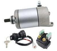 Starter Motor & Relay & Ignition Switch for Yamaha YFM35 YFM350 Grizzly 350 2007-2014 Bruin 350 2004-2006 Wolverine 350 2006-2009 YZF600R 2000-2007, Replaces 3HE-81800-00-00 3HE-81890-00-00