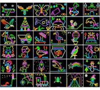 Starter Pack #1- Template Pattern Paper Refill Sheets for Lite Brite Ultimate Classic - (36 Pack - 7"x8")