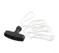 Starter Rope With Pull Handle For Petrol Lawnmowers Replacement Cord Polyester Plastic 98cm Length 4mm Diameter White Rope Black Handle Suitable For Lawn Mower Repair(1 x Starter Rope)