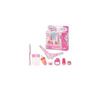 BABY Born Starter Set 832851 - Accesories for BABY Born Dolls For Toddlers - Includes Magic Eyes Dummy & Dummy Chain, Nappy, Ring Toy, Powder Bottle, Cream Tube, Bottle & Neckerchief