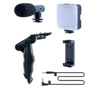 Starter Set for Most Smartphone VLOG with Tripod Light Mic and Phone Clip Video Call Conference Portable Live Streaming Smartphones