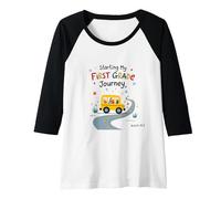 Starting My First Grade Journey, Actost, MLI Raglan Baseball Tee, Women, Black/White, S