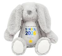 Starting School Gift Cuddly Toy - Personalised 1st Day of Reception Starter 2026 Blue Star Customised Teddy Kids Plush Named Primary September First Day of Preschool Soft Plushie - Grey Bunny