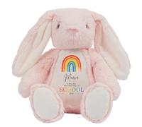 Starting School Gift Cuddly Toy - Personalised 1st Day of Reception Starter 2026 Red Rainbow Customised Teddy Kids Plush Named Primary September First Day of Preschool Soft Plushie - Pink Bunny