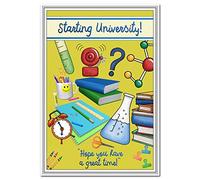 Starting University Greeting Cards - Special Milestone Keepsake - Wishes at Uni - Blank Inside to Write own Message - Quality Card - Student Equipment Theme