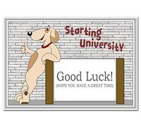 Starting University Greeting Cards - Special Milestone Keepsake - Wishes at Uni - Blank Inside to Write own Message - Quality Card - Funny Dog and Message Theme