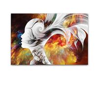 Startonight Acrylic Glass Wall Art - Abstract Female Profile out of Smoke - Glossy Artwork 60 x 90 CM Home Decor Ready to Hang