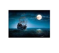 Startonight Acrylic Glass Wall Art - Ship and Moon on the Sea - Modern Home Decor Glossy Artwork Ready to Hang 60 x 90 CM Home Decor Ready to Hang