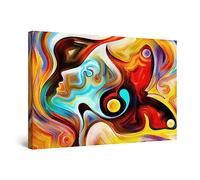 Startonight Canvas Wall Art Abstract Colored Woman Face Simona, Picture Painting Stretched Print, Modern Artwork for Bedroom, Office 60 cm x 90 cm Elegant Gift Idea