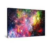 Startonight Canvas Wall Art Abstract - Multicolor Galaxy, Purple Dream Picture Painting Stretched Print, Modern Artwork for Bedroom, Office Large 80 cm x 120 cm Day & Night Effect