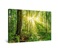 Startonight Canvas Wall Art Abstract - Psychedelic Landscape in Romania - Green Trees Nature Forest Picture Stretched Print, Modern for Bedroom, Decor Unique Luminous Artwork 60 cm x 90 cm