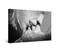 Startonight Canvas Wall Art Black and White Abstract Couple Adam and Eve, Framed Quantic Decor for Bedroom Original and Unique Luminous Wall Art Minimalism Piece 60 cm x 90 cm