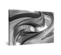 Startonight Canvas Wall Art Black and White Abstract Destiny, Framed Artwork Picture Decor for Living Room, Unique Luminous Wall Art Minimalism Art 80 cm x 120 cm Day & Night Effect