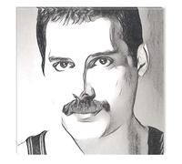 Startonight Canvas Wall Art Black and White Abstract Freddie Mercury Celebrity, Artwork Modern Framed Original Art Painting, Unique Luminous Wall Art Minimalism Piece 80 cm x 80 cm Day & Night Effect