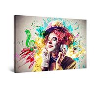 Startonight Canvas Wall Art - Clown and Music Colorful Abstract, Stretched Print, Modern for Bedroom or Living Room, Office Unique Luminous Artwork 80 cm x 120 cm