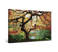 Startonight Canvas Wall Art - Maple Tree, Nature Stretched Print, Modern for Bedroom or Living Room, Unique Luminous Artwork 80 cm x 120 cm Day & Night Effect