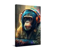Startonight Canvas Wall Art - Music Colorful Monkey - Decoration Artwork Ready to Hang for Living Room Big Picture Wall Decor Print Modern and Contemporary Painting 60 cm x 90 cm Elegant Gift Idea