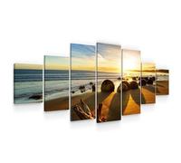 Startonight Huge Canvas Wall Art Beautiful Sunrise At The Beach - Large Framed Set of 7 100 x 240 cm