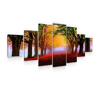 Startonight Huge Canvas Wall Art Large Autumn Path, USA Large Home Decor, Dual View Surprise Artwork Modern Framed Wall Art Set of 7 Panels Total 100 x 240 cm