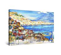Startonight Luminous Canvas Wall Art Abstract - Amalfi Golf Italy Landscape Painting Stretched Print, Modern Artwork for Bedroom or Living Room, Office 60 cm x 90 cm
