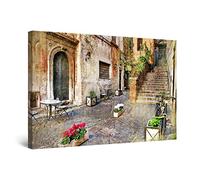 Startonight Luminous Canvas Wall Art - Italian City Decor, Painting Stretched Print, Modern Artwork for Bedroom or Living Room, Office Large 80 cm x 120 cm Day & Night Effect