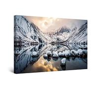 Startonight Luminous Canvas Wall Art - Snowy Mountains, Nature Landscape Winter Photo Picture Stretched Print, Modern Artwork for Living Room, Photo Office Large 80 cm x 120 cm