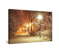 Startonight Wall Art Canvas Winter Park, Landscape Stretched Print, Modern for Bedroom or Living Room, Unique Luminous Artwork 60 cm x 90 cm Day & Night Effect