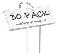 STARTOSTAR Plant Labels for Outdoor Plants 30 Pcs, Metal Garden Markers Tags 9x3 cm for Vegetables, Herbs, Flowers, Seedlings, Reusable & Weatherproof (White)
