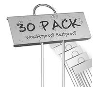 STARTOSTAR Plant Labels for Outdoor Plants 30 Pcs, Metal Garden Markers Tags 9x3 cm for Vegetables, Herbs, Flowers, Seedlings, Reusable & Weatherproof (Silvery)