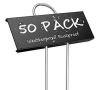 STARTOSTAR Plant Labels for Outdoor Plants 50 Pcs, Metal Garden Markers Tags 9x3 cm for Vegetables, Herbs, Flowers, Seedlings, Reusable & Weatherproof (Black)