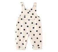 StarTreene Baby Casual Bib Overalls Suspender Pants Polka Dots Print One Piece Jumpsuit Loose Dungarees Trousers for Girls Boys 6M-4Y White