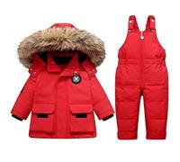 StarTreene Kids Boys Girls Snowsuit Winter Hooded Down Coat Jacket +Bib Pants Snow Trousers 2pcs Clothing Set