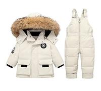 StarTreene Kids Boys Girls Snowsuit Winter Hooded Down Coat Jacket +Bib Pants Snow Trousers 2pcs Clothing Set