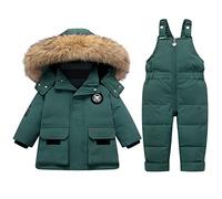 StarTreene Kids Boys Girls Snowsuit Winter Hooded Down Coat Jacket +Bib Pants Snow Trousers 2pcs Clothing Set