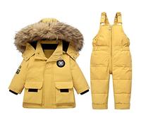 StarTreene Kids Boys Girls Snowsuit Winter Hooded Down Coat Jacket +Bib Pants Snow Trousers 2pcs Clothing Set