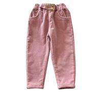 StarTreene Kids Toddlers Girls Pants Corduroy Trousers Fleece Elasticated Waist Slim Fit Pull on with Buttons Warm Winter Pink