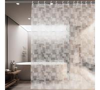 Startseite Rectangular Shower Curtain - 3D Effect Shower Curtains Mould Proof Resistant, PEVA Waterproof Thickened Bathroom Curtain with 12 Hooks, 180 x 180 cm