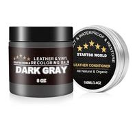 STARTSO WORLD 200ml Leather Recolouring Balm with 100ml Leather Conditioner, Dark Gray Leather Repair Kit for Furniture, Leather Scratch Remover,Leather Colour Restorer for Couches, Car Seats