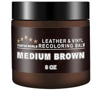 STARTSO WORLD Leather Recoloring Balm 8oz | Leather Repair Kit for Furniture, Leather Color Restorer for Couches | Leather Dye | Repair, Restore & Renew Old, Faded Leather- Medium Brown