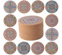 STARUBY 12 Pcs Cork Coasters for Drinks, Coffee Table Absorbent Kitchen Dining Room Decoration 10cm Turkey