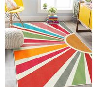 STARUIA Boho 5'x7' Area Rug, Washable Kids Rug for Playroom Classroom Dorm | Soft and Comfy, Non-Slip, Sun, Rainbow Colorful, Carpet, Print Design, Girls Boys, Nursery, Calming Reading Corner Bedroom