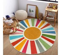 STARUIA Round Boho Rug, 1.8 m, Washable, Non-Slip, Rainbow, Soft, Large, Kids Rug for Classroom, Playroom, Living Room
